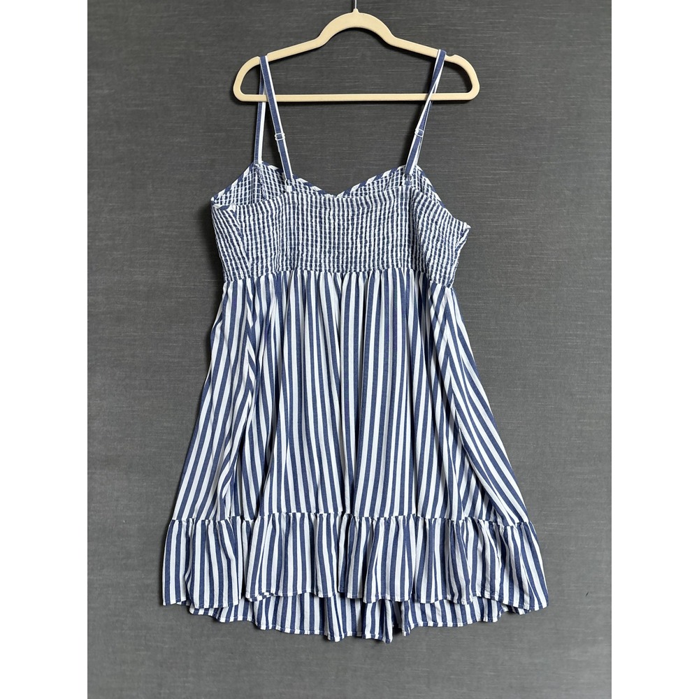torrid Blue and White Stripe Smocked Midi Dress - Picture 2 of 10